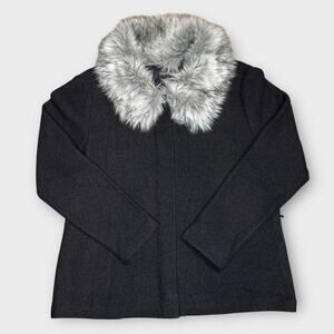 EVAN PICONE WOOL JACKET WITH REMOVABLE FAUX FUR COLLAR PETITE XL